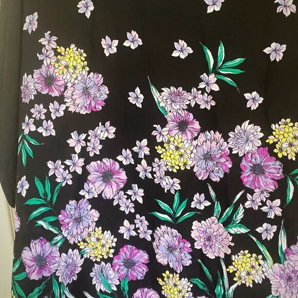 Liz Claiborne - Black Sheer Top with Purple Flowers - Picture 2 of 8